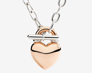 Collana cuore oro rosa & argento