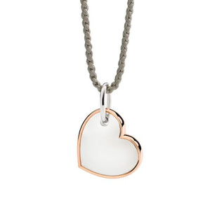 CIONDOLO XL CUORE ARGENTO & ORO ROSA