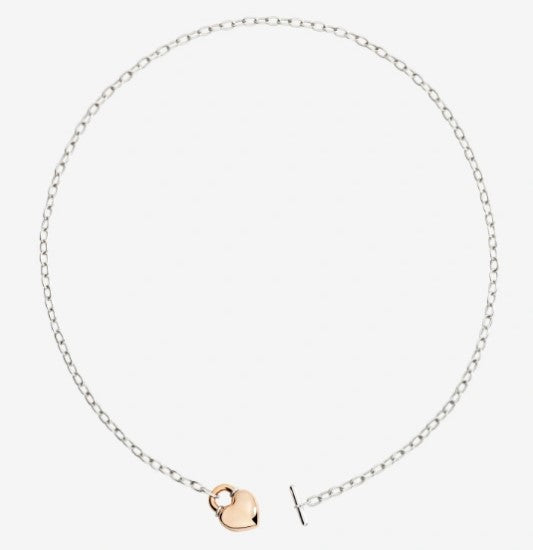 Collana cuore oro rosa & argento