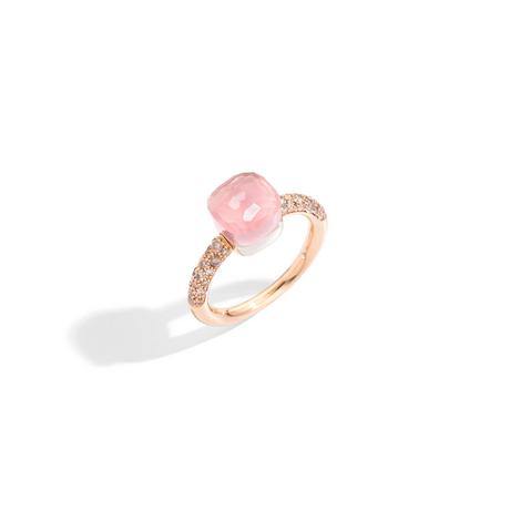 Anello Nudo Petit Quarzo rosa e diamanti brown - Mendes Gioielli Shop online