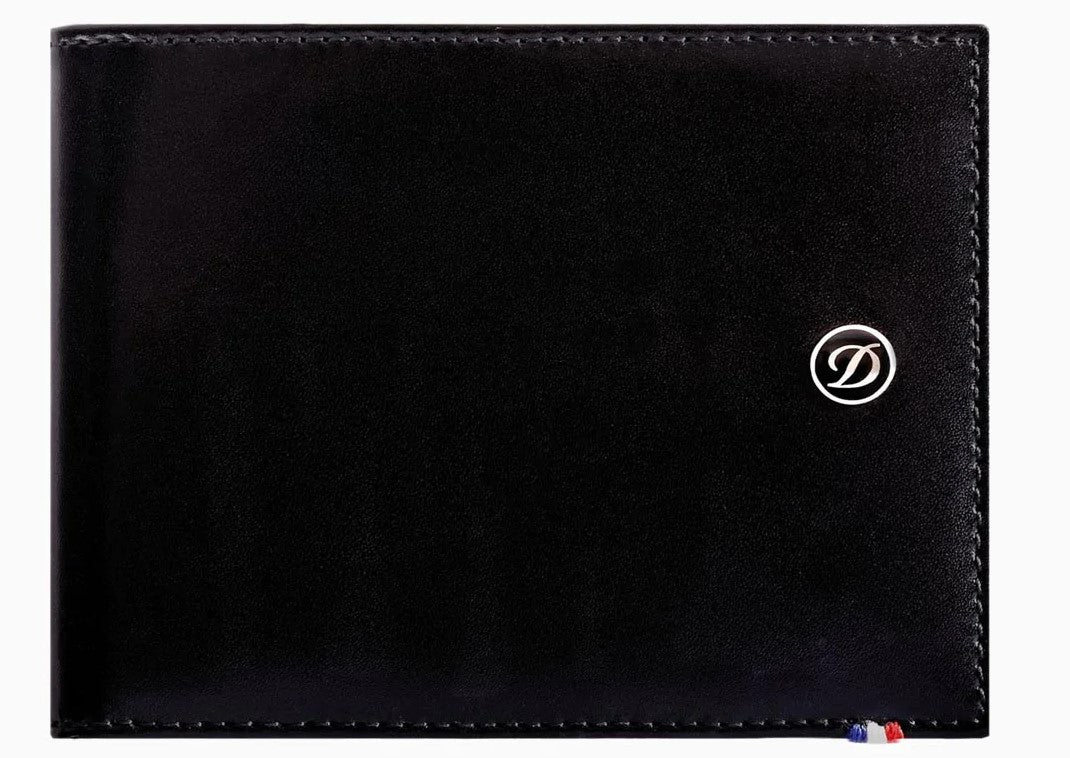 PORTAFOGLIO 6 CARTE E FERMASOLDI LINE D PELLE LISCIA NERO